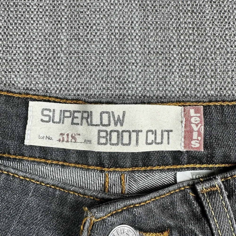 Levi's 318 Women Superlow Bootcut Gray Jeans Low Rise 5‎ J  S Stretch Y2K